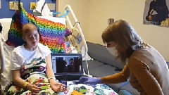 Visits Shelby Huff at Memorial Sloan Kettering Cancer Center in NY