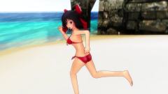 和靈夢在夏天的海邊一起玩耍吧!MMD